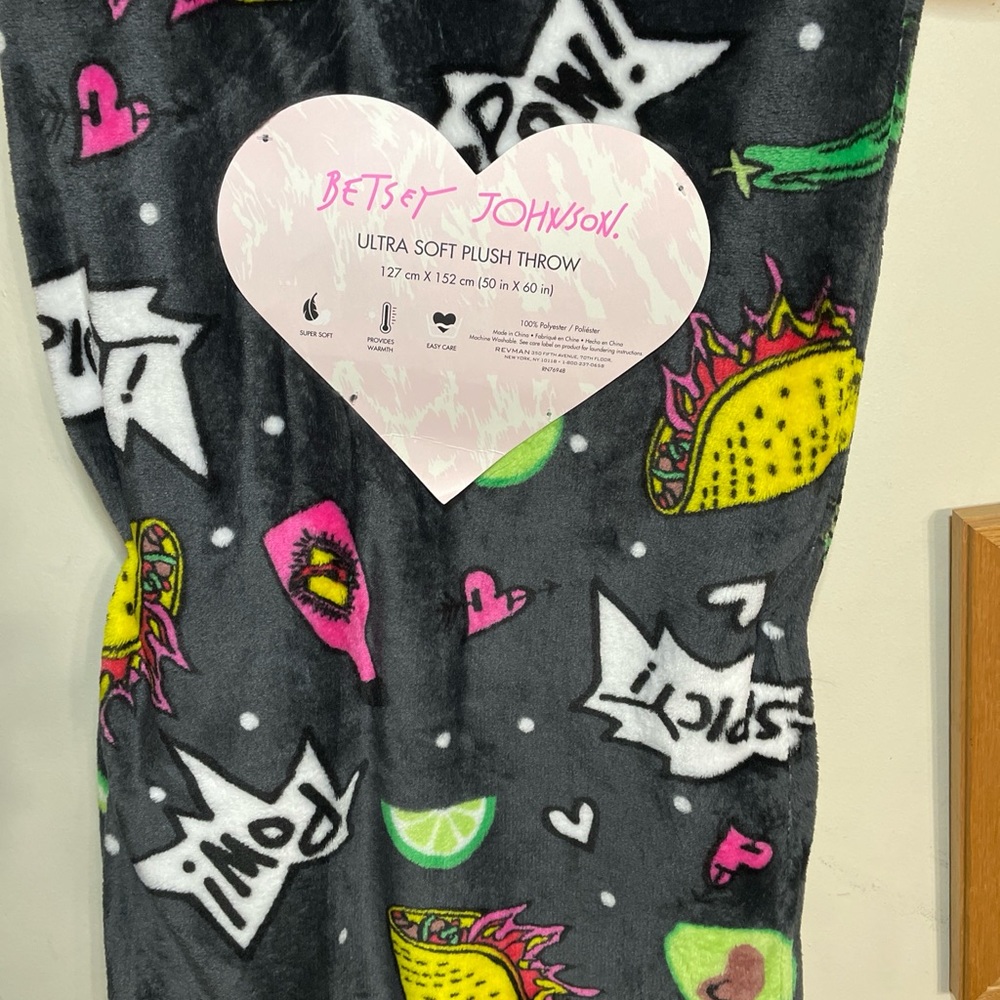 Betsey Johnson black throw blanket